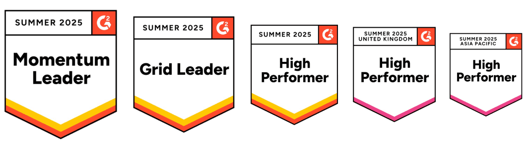 APPSeCONNECT G2 badges — Momentum Leader, Grid Leader, High Performer