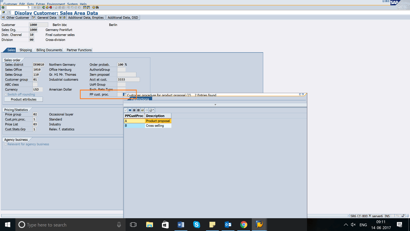 display-customer-sales-area-data-sap