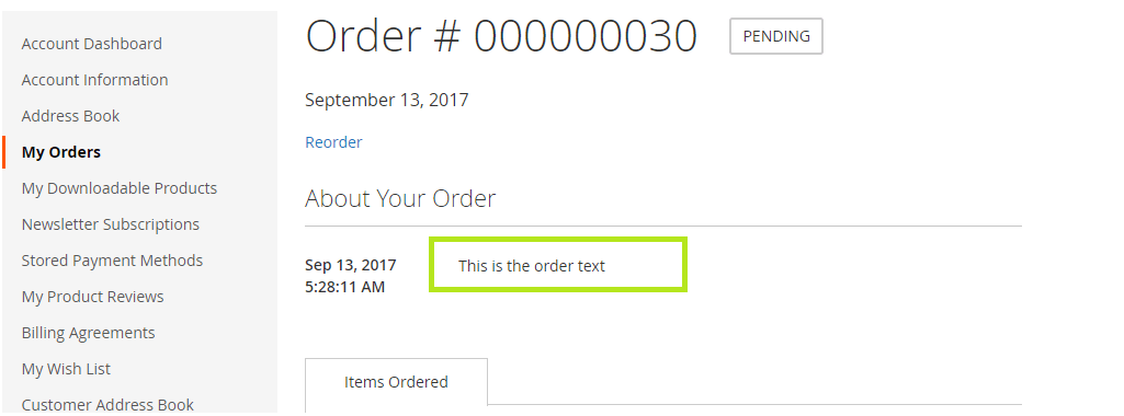order-comment-on-magento-front-end
