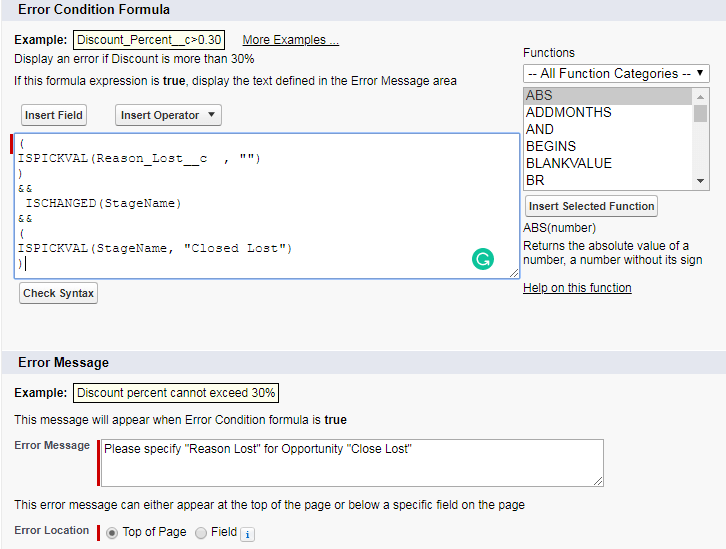 error-condition-formula