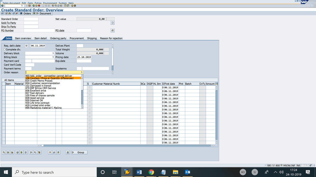 Configuring Sales Order Reasons within SAP