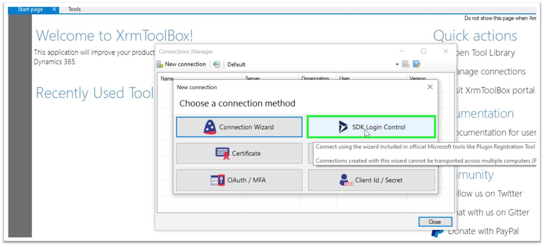 XrmToolBox-SDK-login