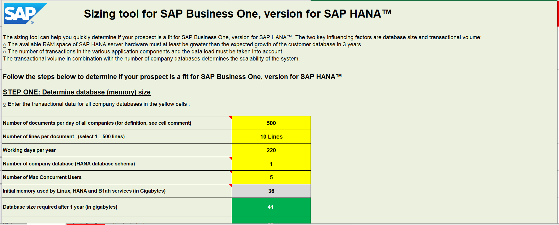 Sizing Tool for SAP Business One - Checking Eligibility to Use