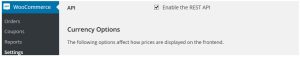 Enable REST API under WooCommerce