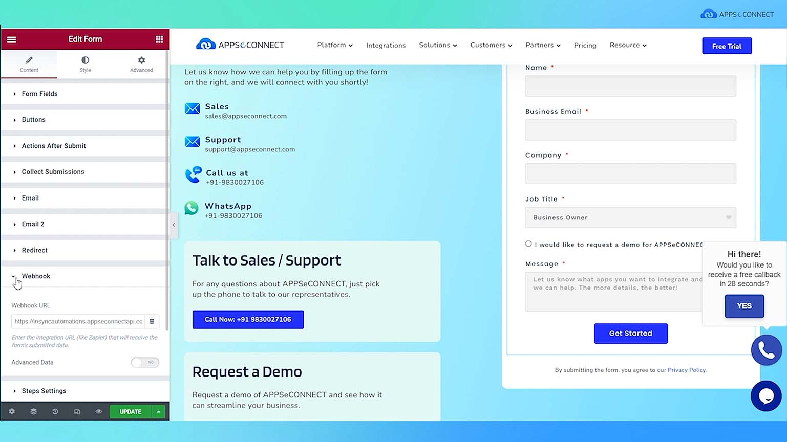 elementor-form-webhook