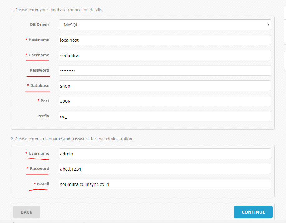 Opencart Database Form