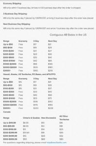 Shipping Options