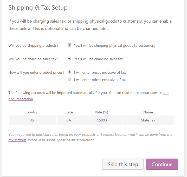 WooCommerce Shipping & Tax Setup