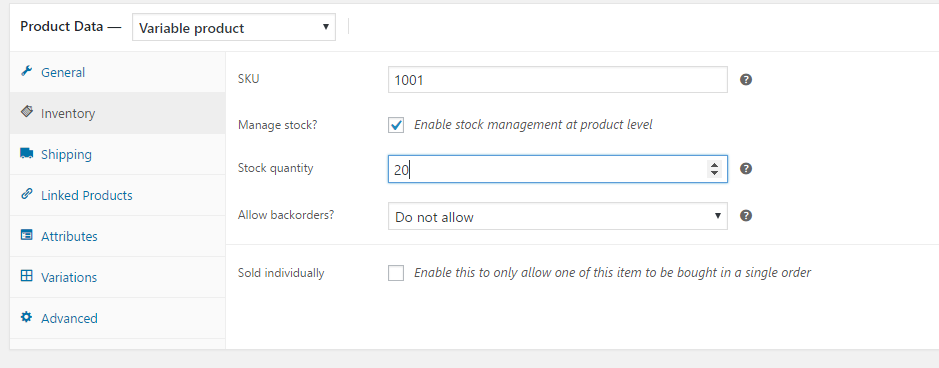 WooCommerce product data