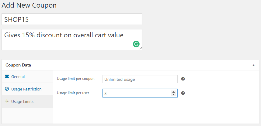 Woocommerce Add New Coupon