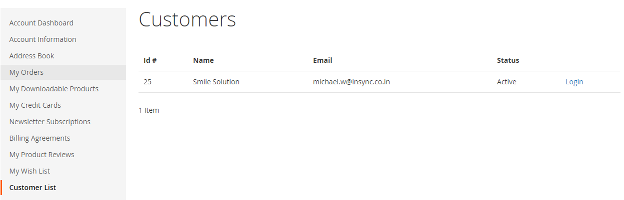 customers in magento