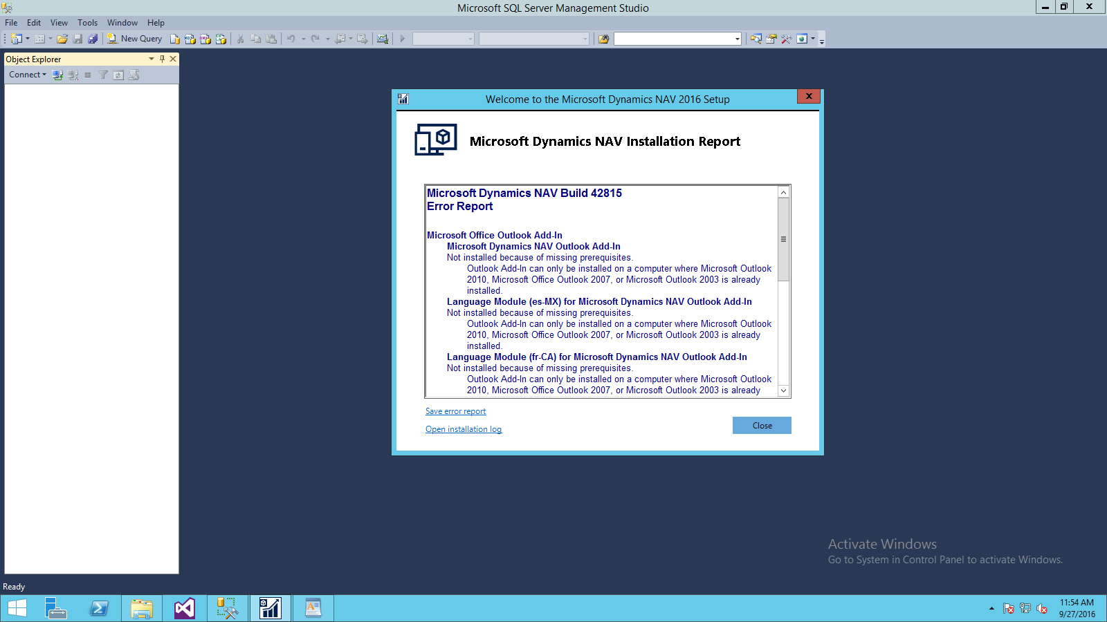 Dynamics NAV Installation Report