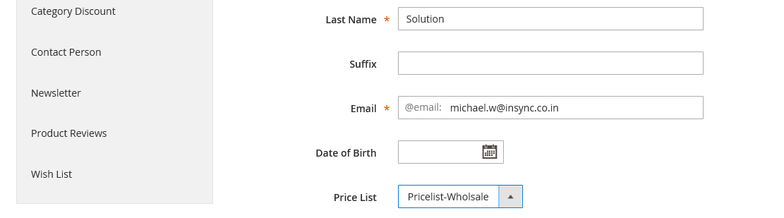 pricelist in account information magento