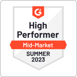 High-Performer-Mid-Market-Summer-G2-Badge-2023