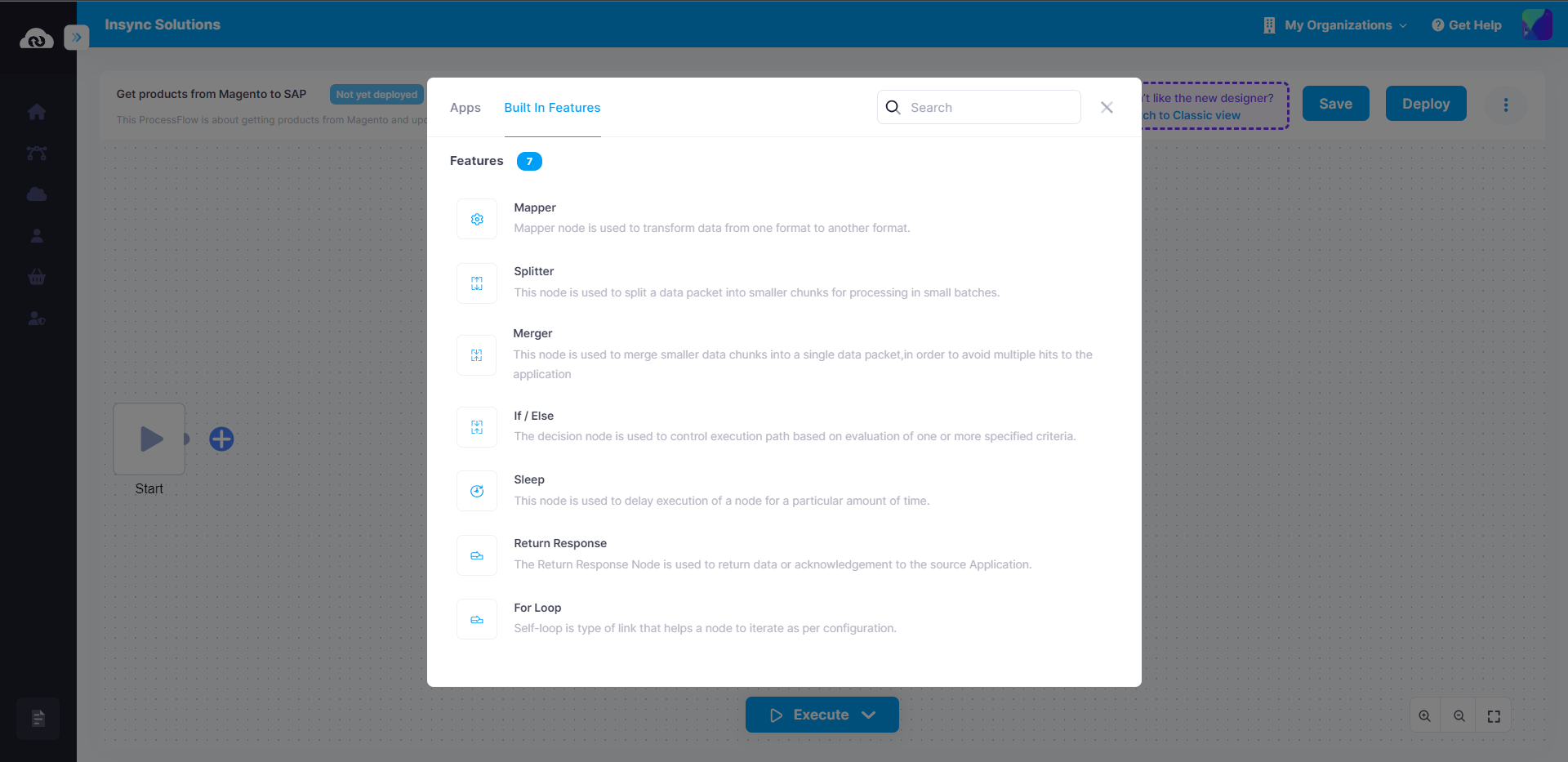 Built-in Features- node config. - PF Designer