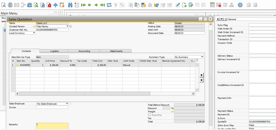 sales-quotation-synced-after-zoho-crm-and-sap-business-one-integration