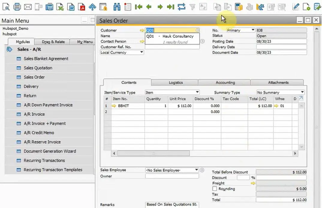 sales-orders-in-sap-b1-before-syncing-with-pipedrive