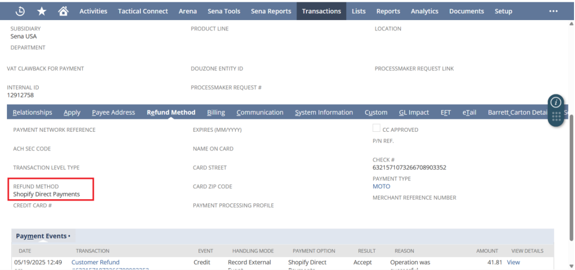Customer Refund record in NetSuite