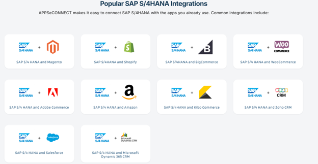 Popular SAP S4HANA integrations in APPSeCONNECT