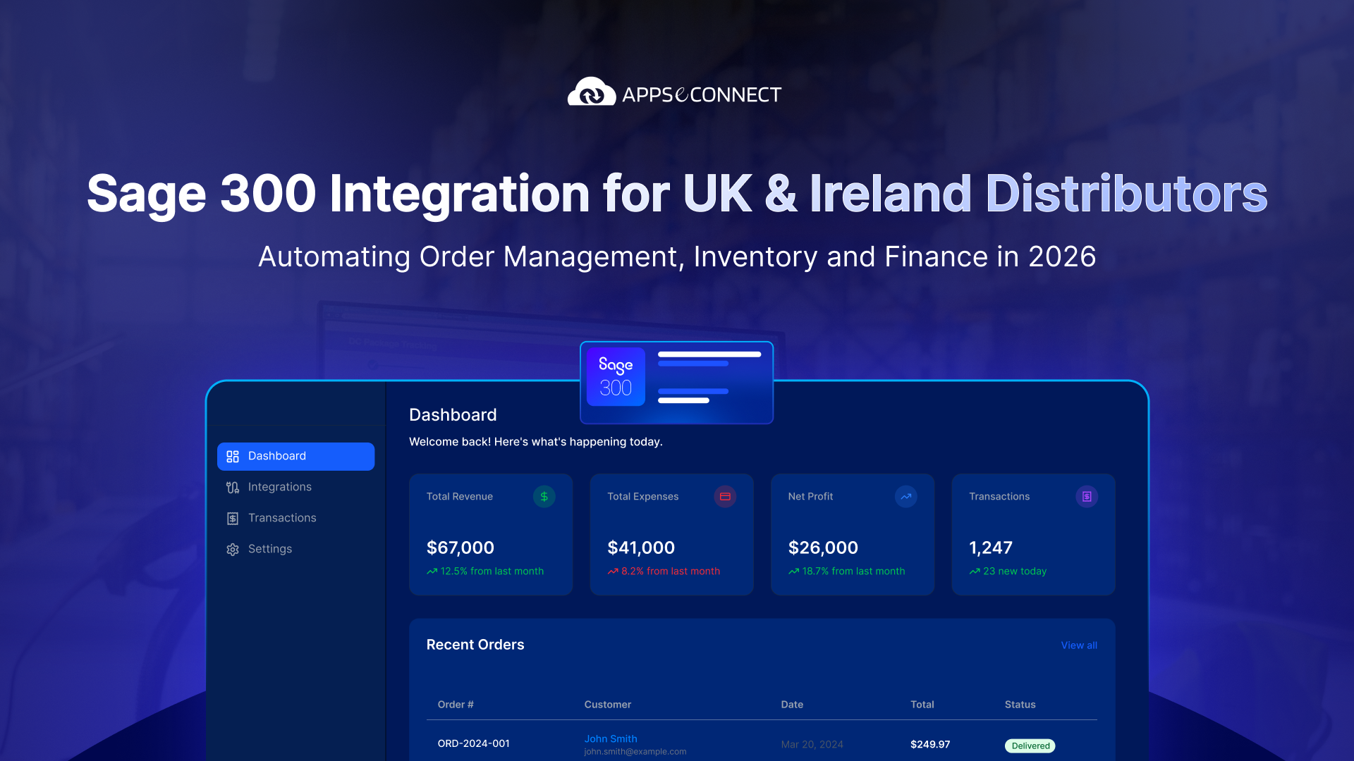 Sage 300 Shopify integration UK Ireland distributor data flow